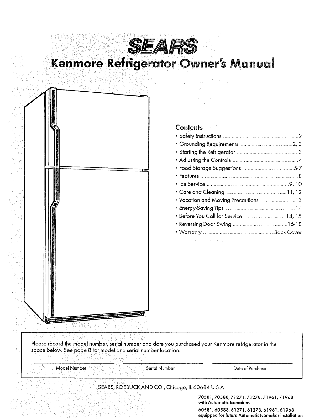 Sears 7T278, 60588, 71968, 60581, 71271 User Manual - ManualMachine.com