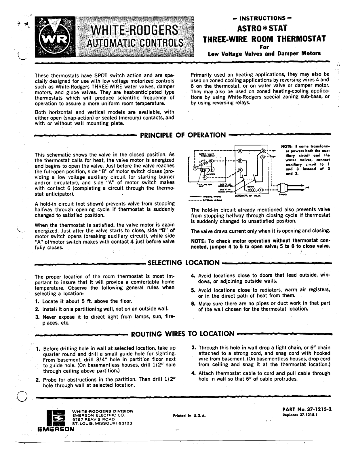 White Rodgers 37-1215-2 User Manual