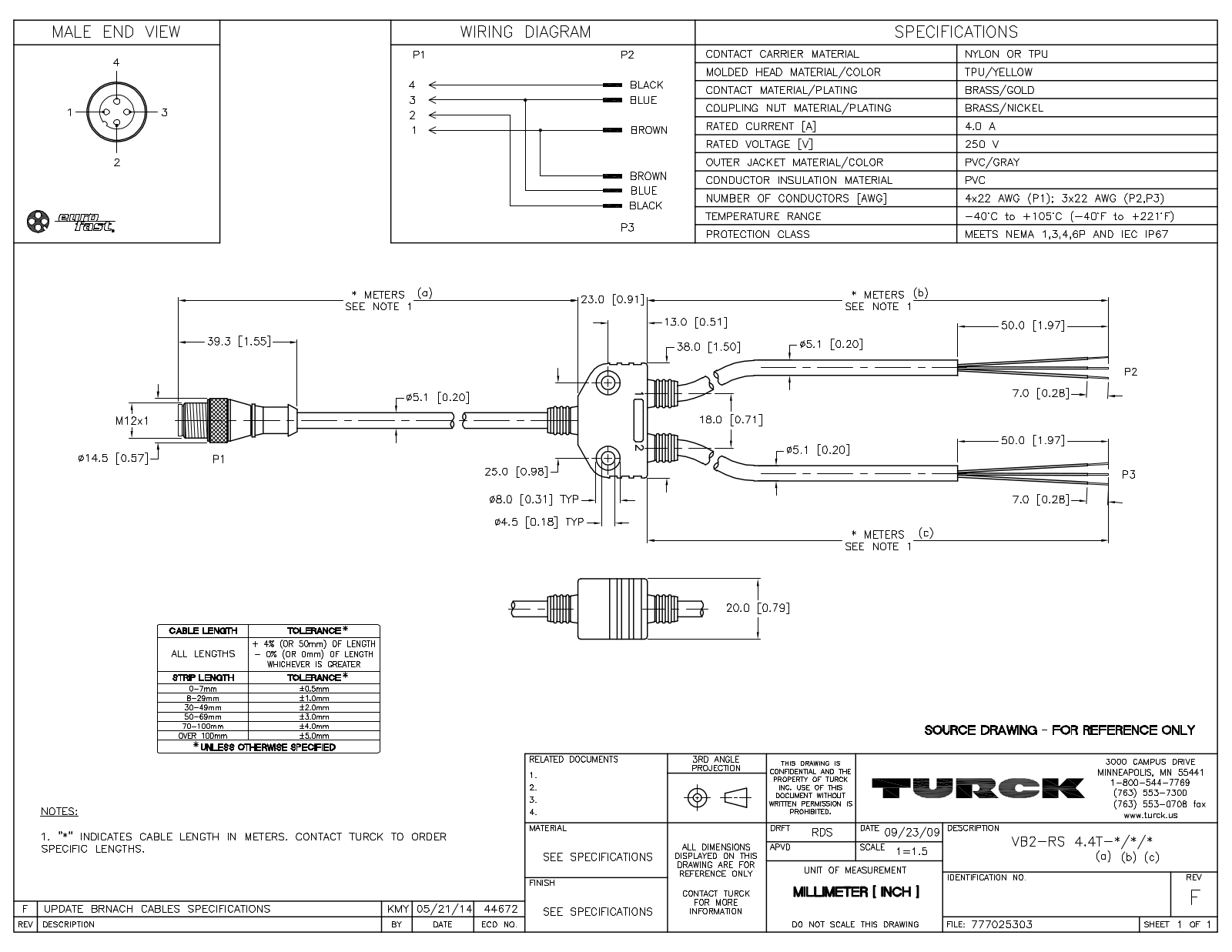 Turck VB2-RS4.4T-0.2/1/1 Specification Sheet