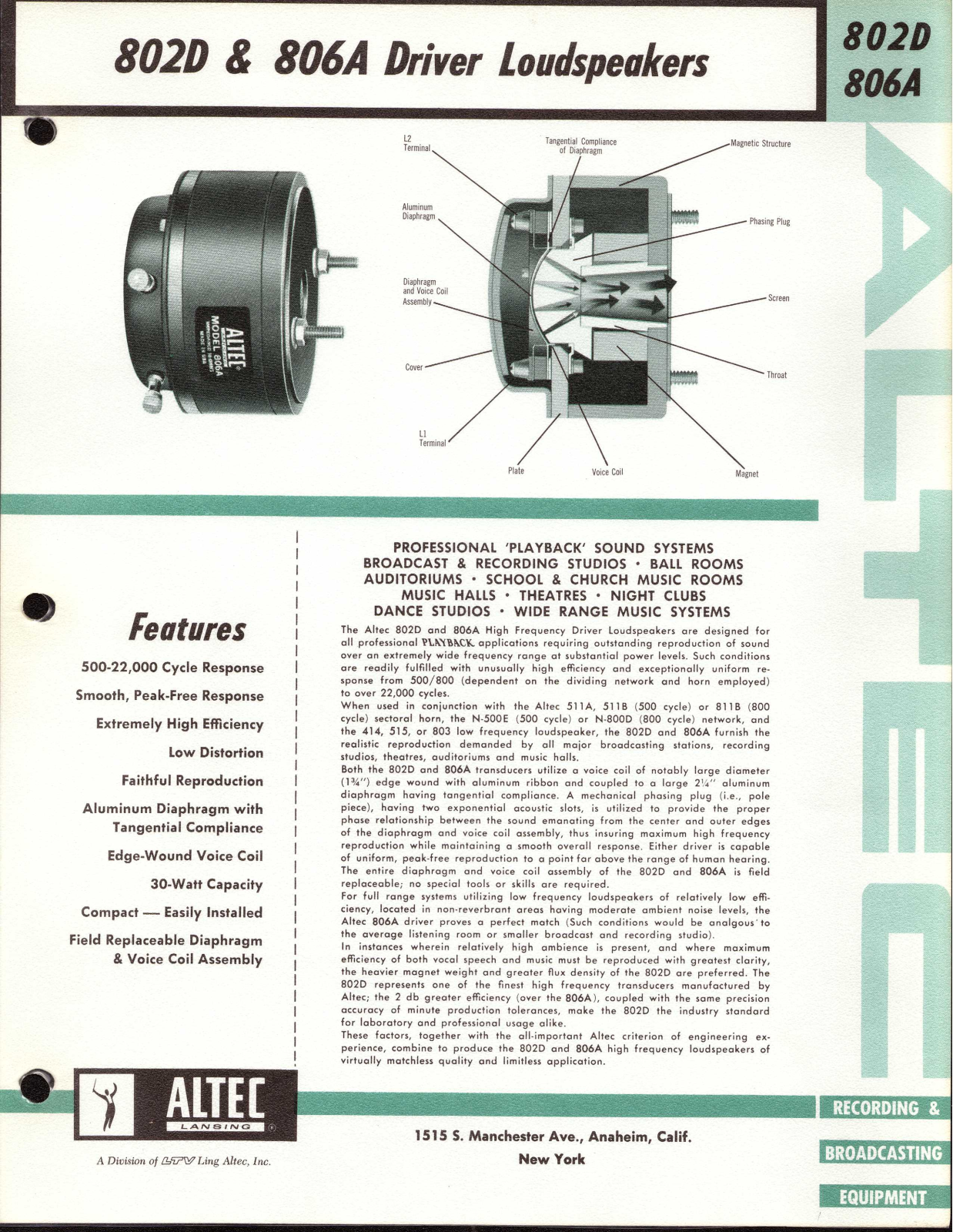 Altec lansing 802D, 806A User Manual