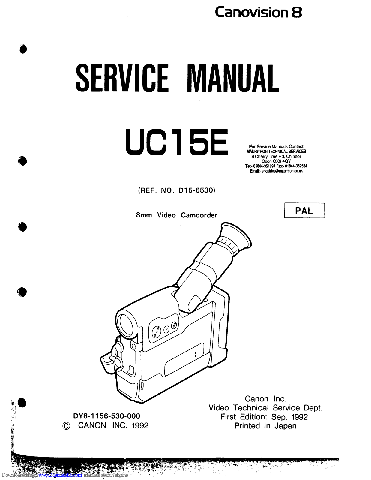 Canon Canovision 8 UC15E Service Manual