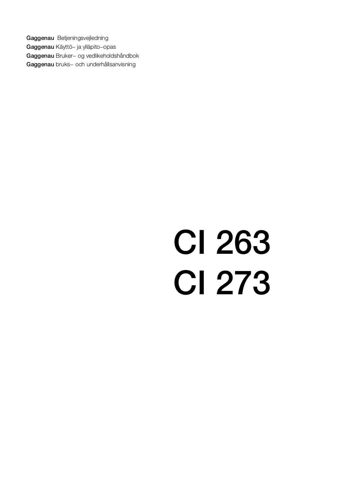 Gaggenau CI263112, CI273112 User Manual