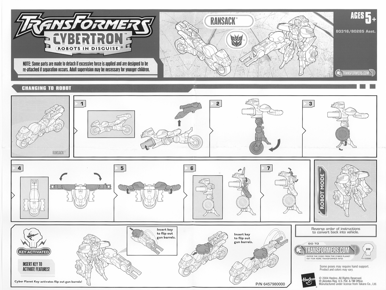 HASBRO Transformers Cybertron Ransack User Manual