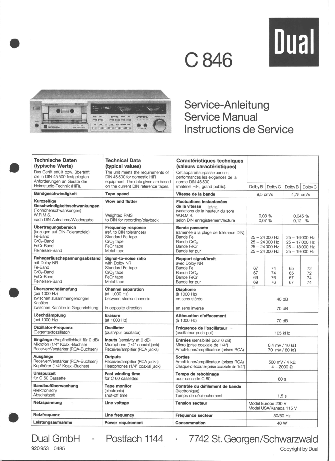 Dual C-846 Service manual