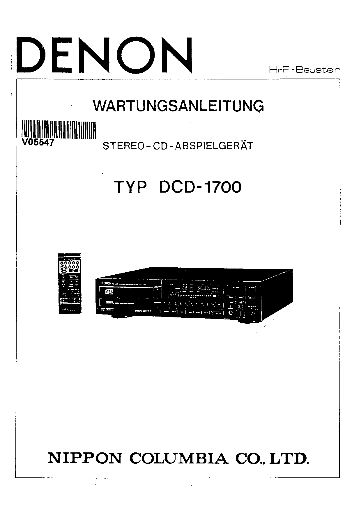 Denon DCD-1700 Service Manual