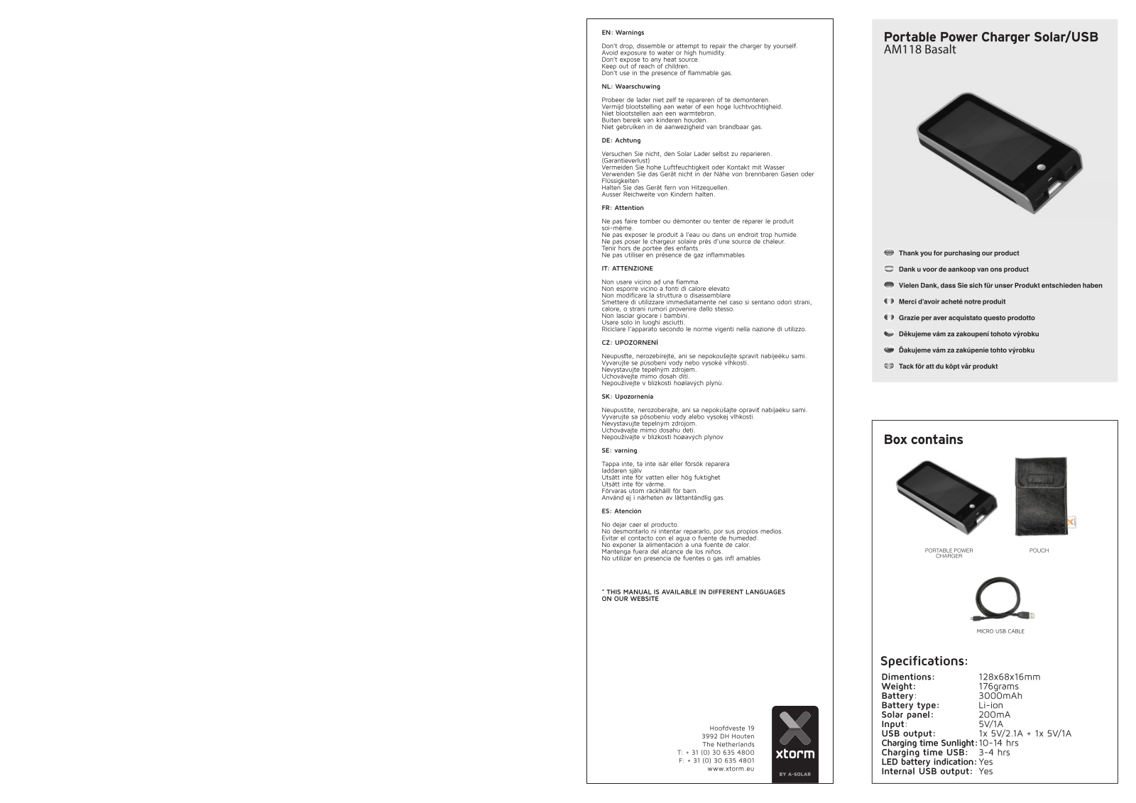 Xtorm AM118 User guide