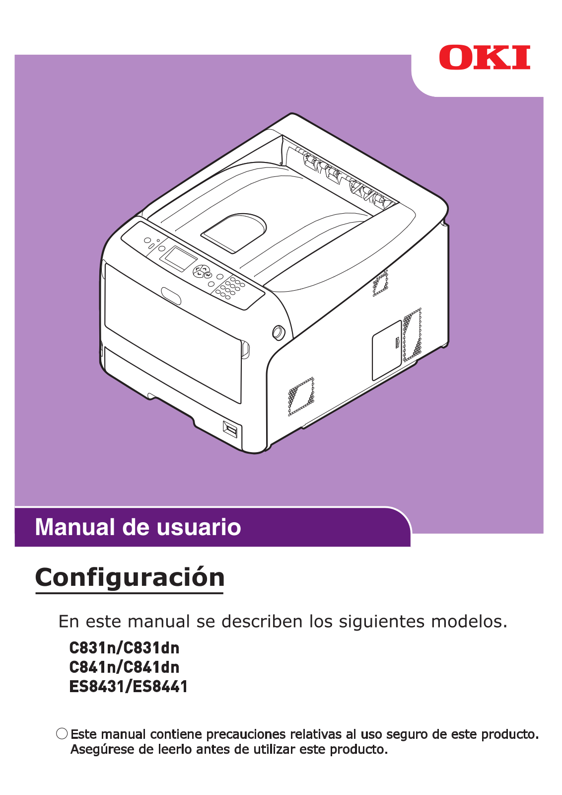 Oki c831n, c831dn, c841n, c841dn, es8431 User Manual Configuration