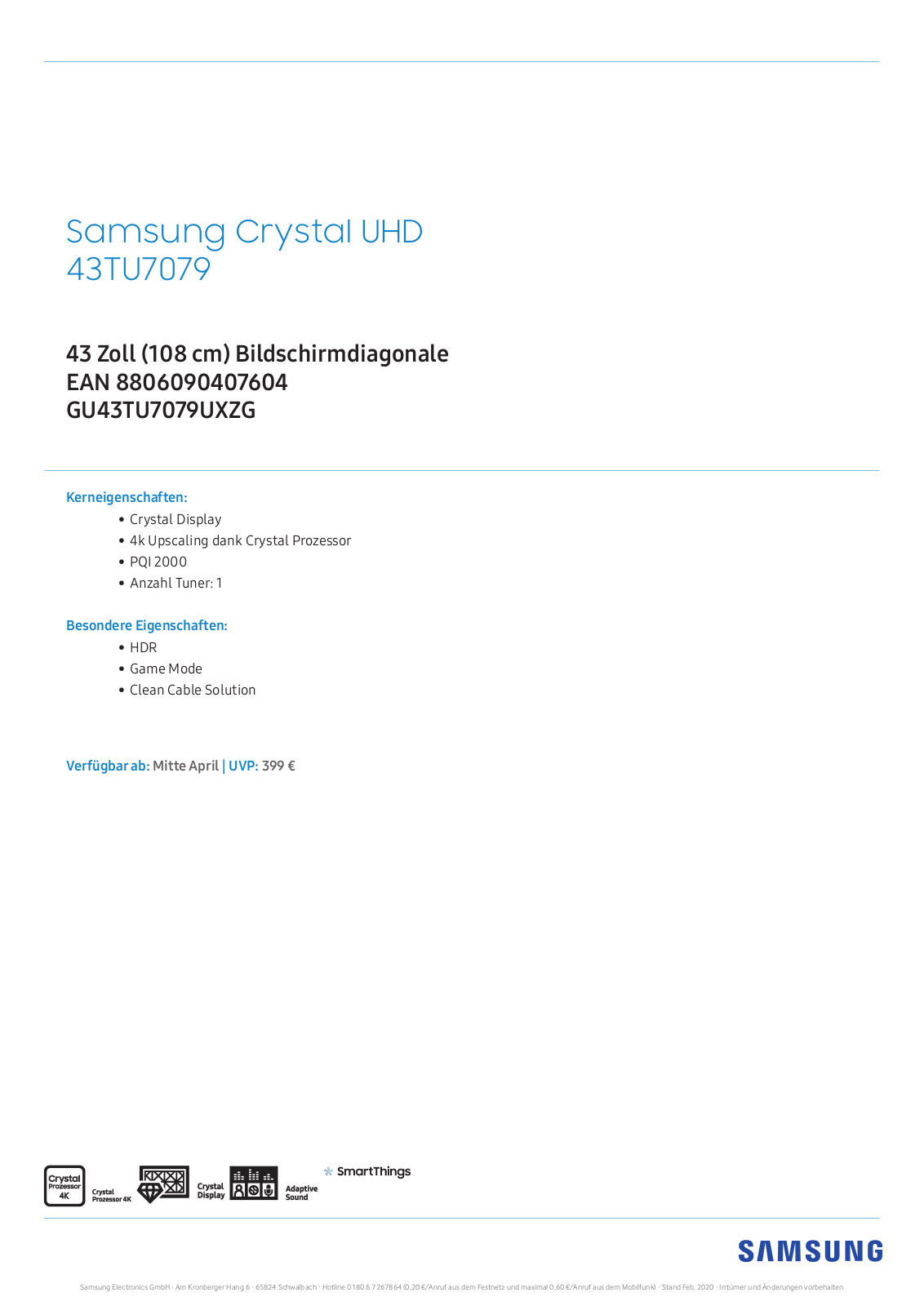 Samsung GU43TU7079 User Manual