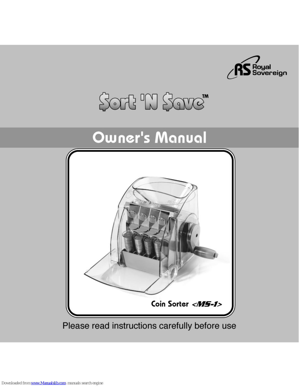 Royal Sovereign Sort 'N Save MS1 Owner's Manual