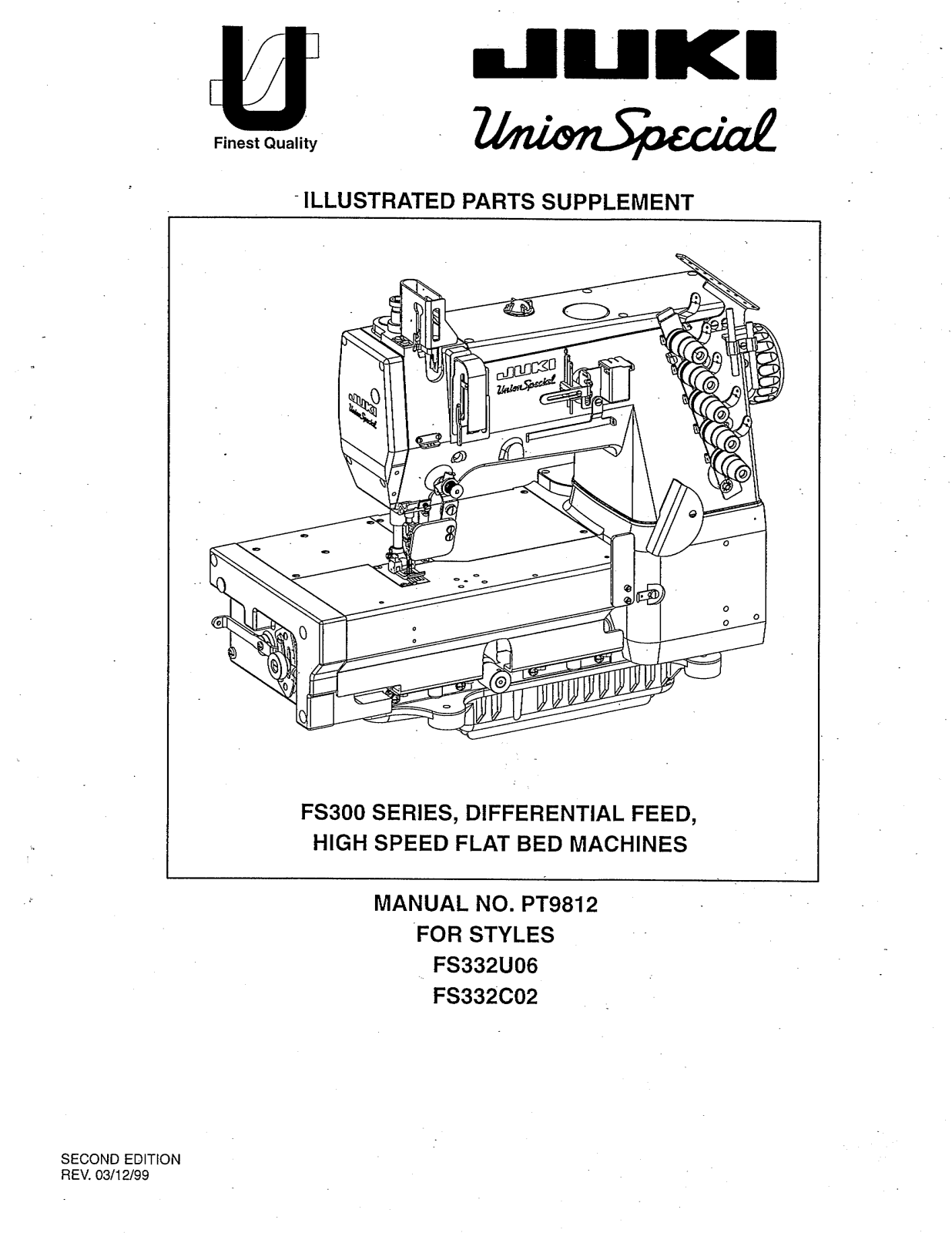 Union Special FS332C02, FS332U06 Parts List