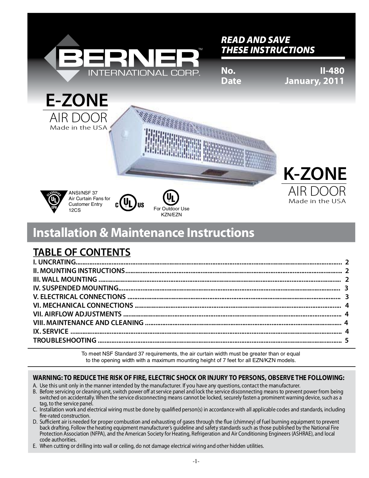 Berner EZN1030 Installation  Manual