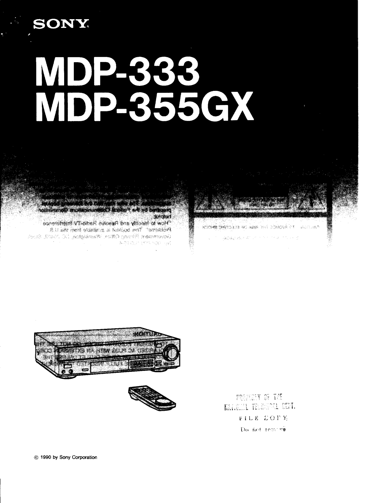 Sony MDP-355GX Owners Manual