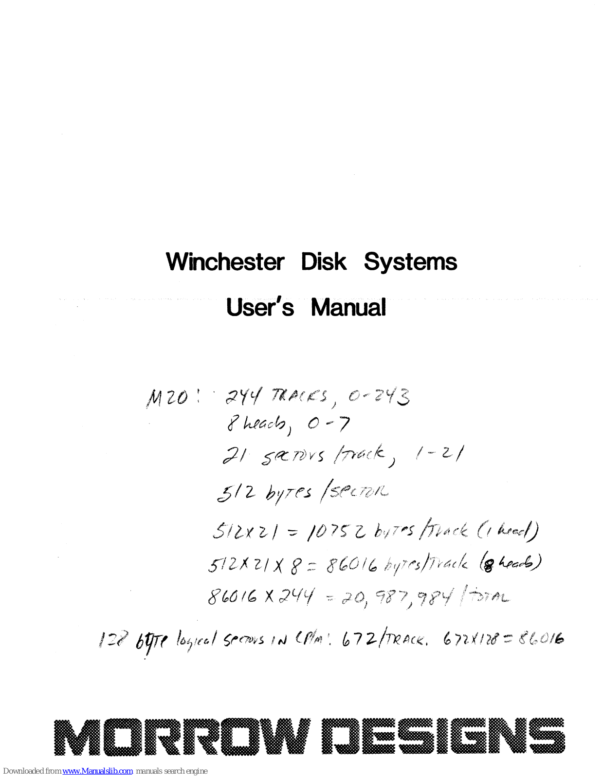 Morrow Discus M26, Discus M20, Discus M10 User Manual