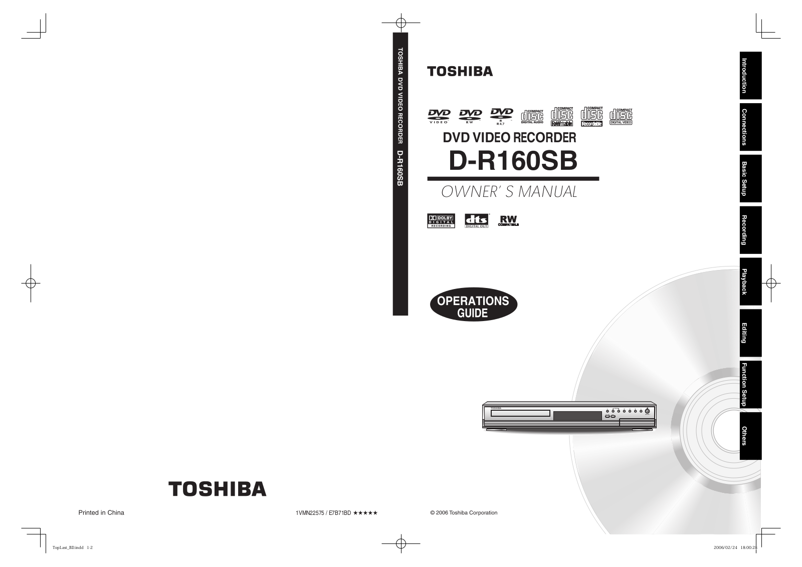 Toshiba D-R160SB User Manual