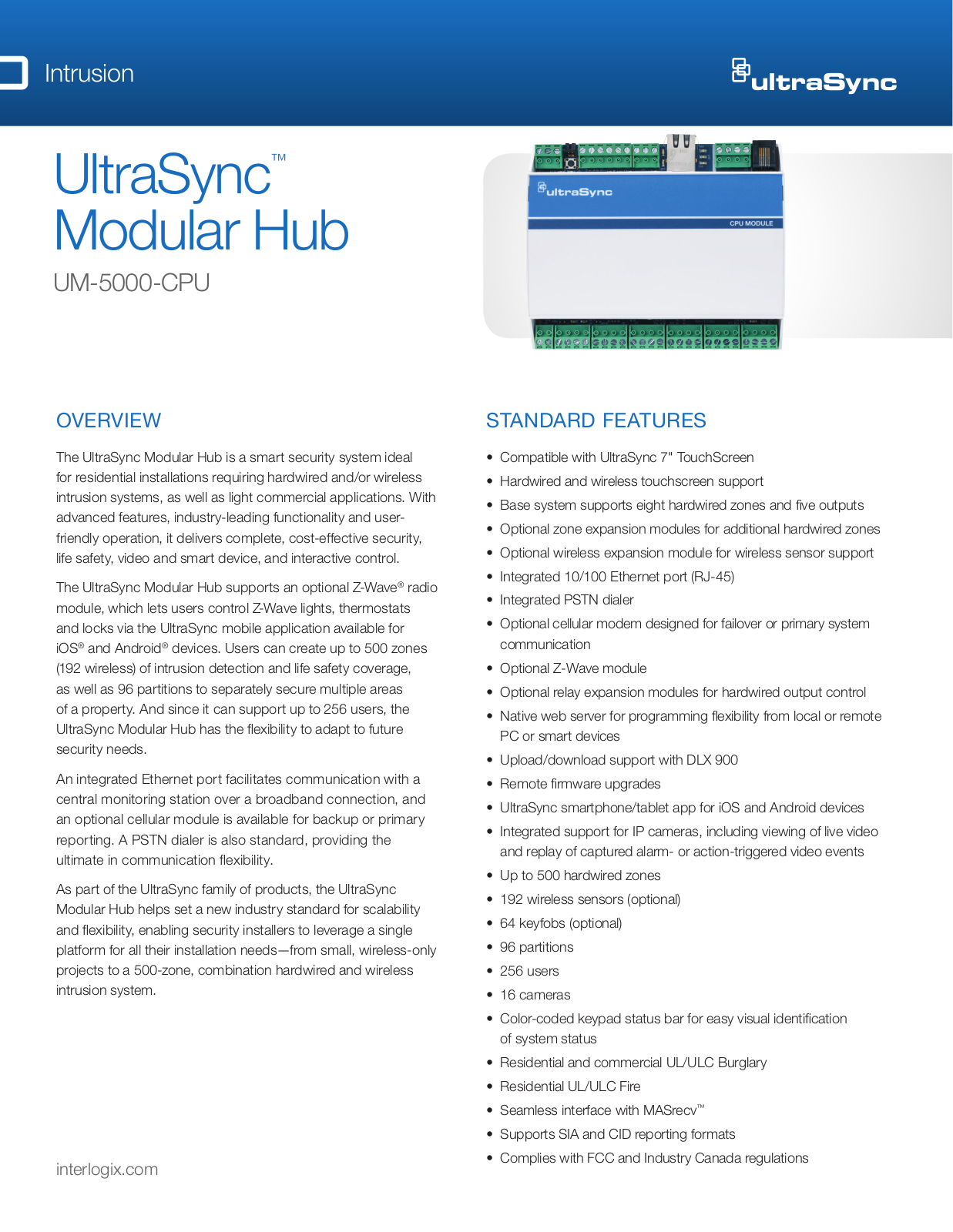 Interlogix UM-5000-CPU Specsheet