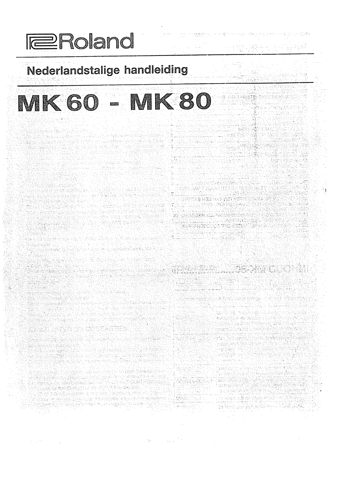 Roland MK-60, MK-80 User Manual