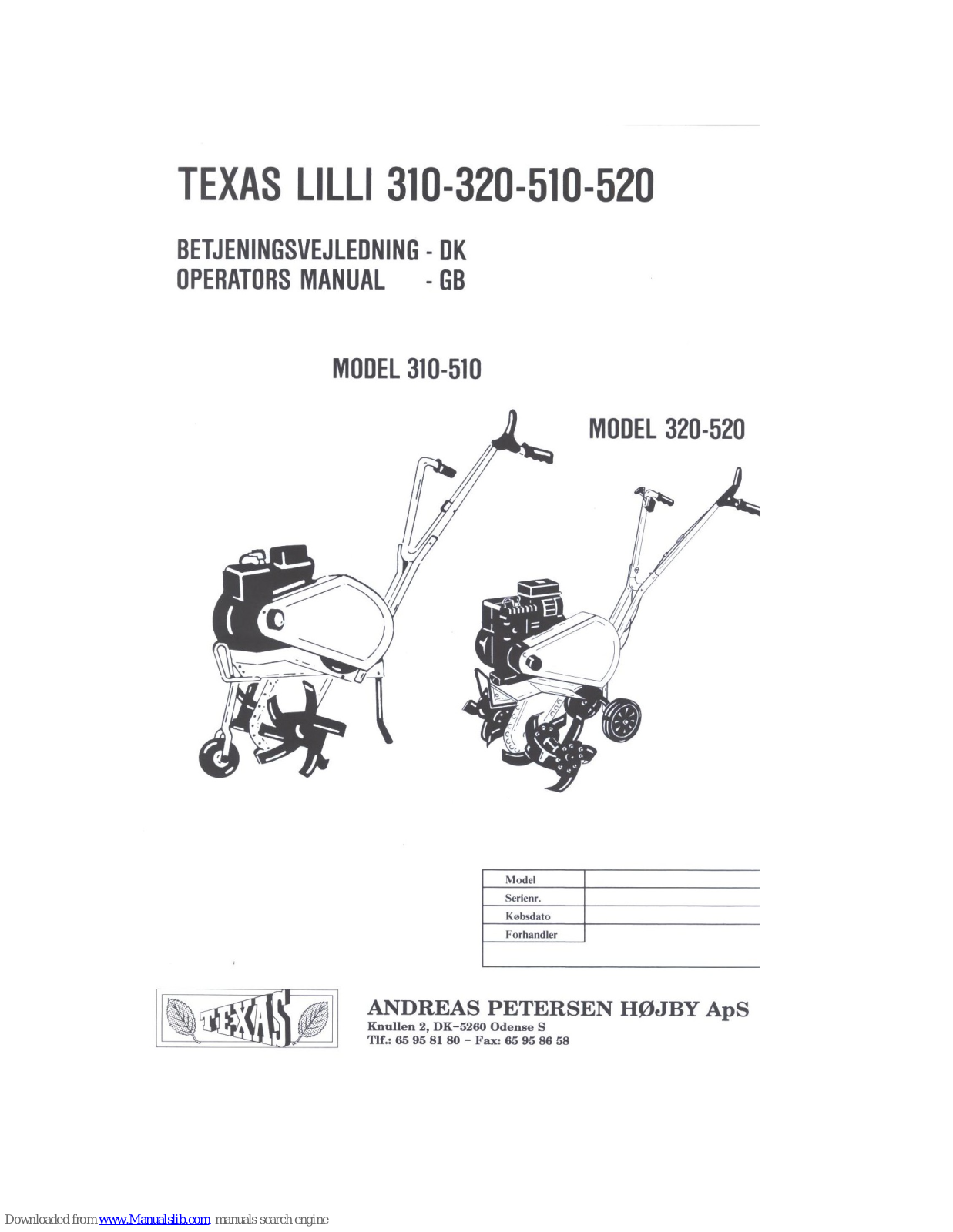 Texas Lilli 310, Lilli 320, Lilli 510, Lilli 520 Operator's Manual