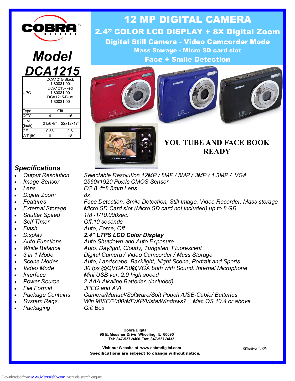 Cobra Digital DCA1215 Specifications