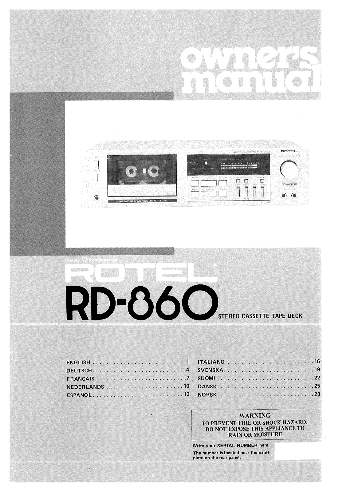 Rotel RD-860 User Manual