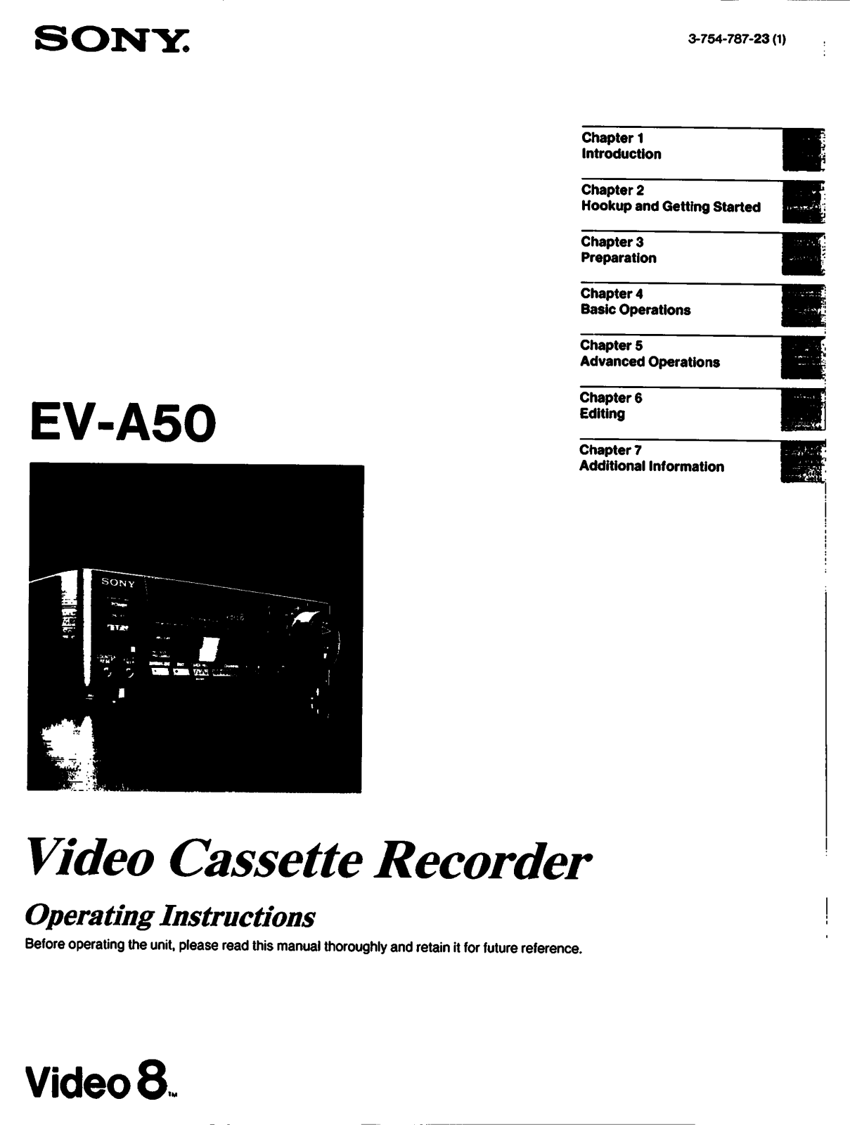 Sony EVA50 Operating Manual