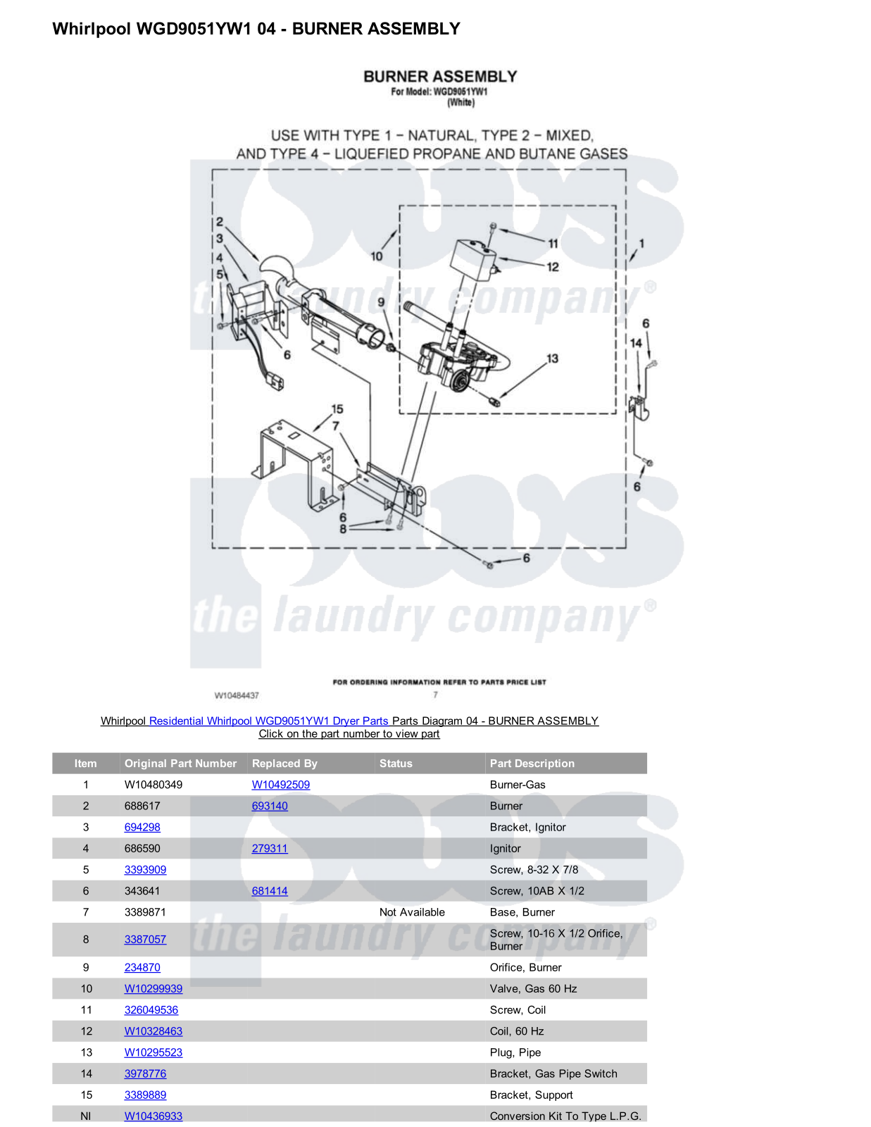 Whirlpool WGD9051YW1 Parts Diagram