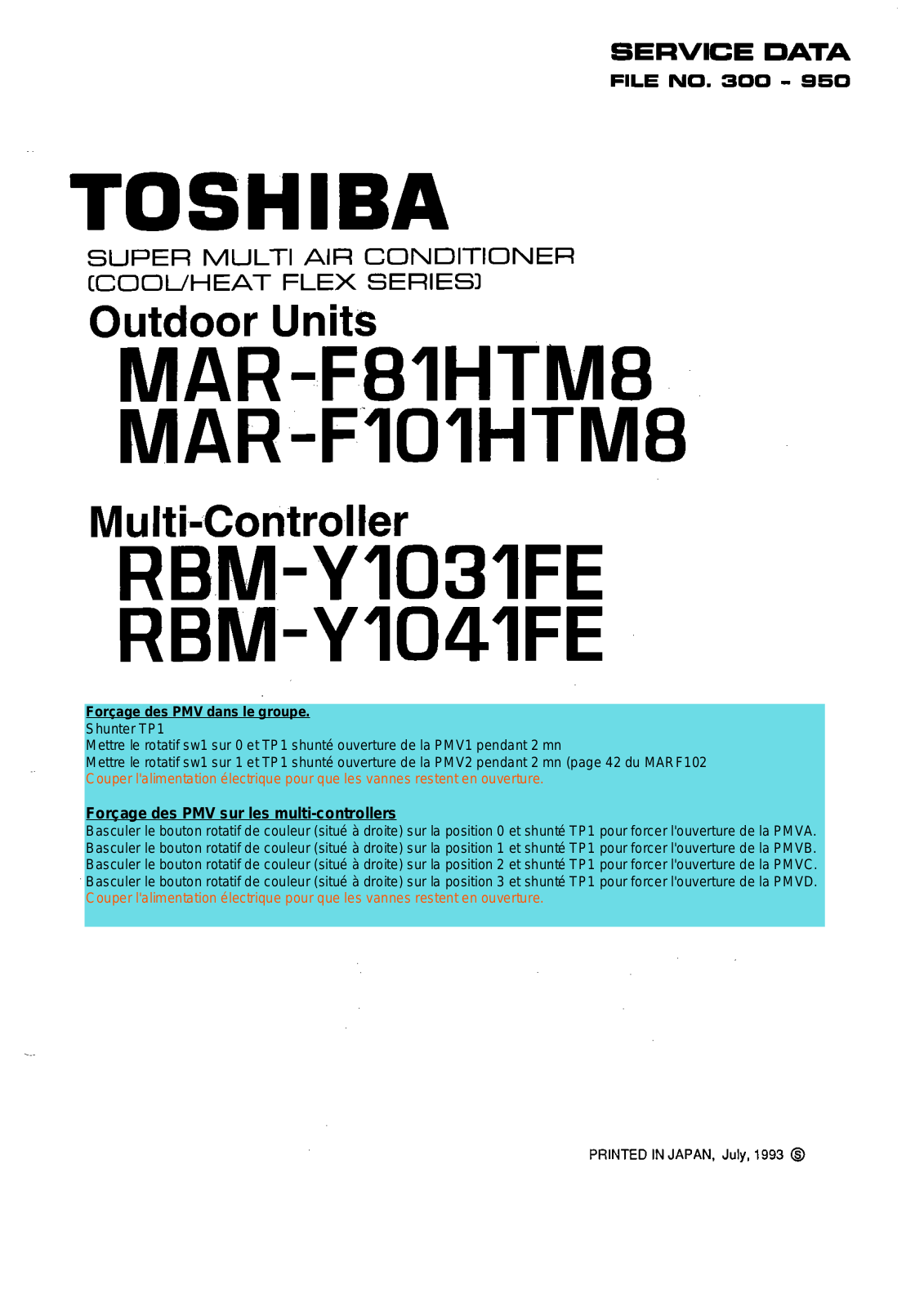 Toshiba MAR-F101HTM8-PE, MAR-F81HTM8-PE SERVICE MANUAL