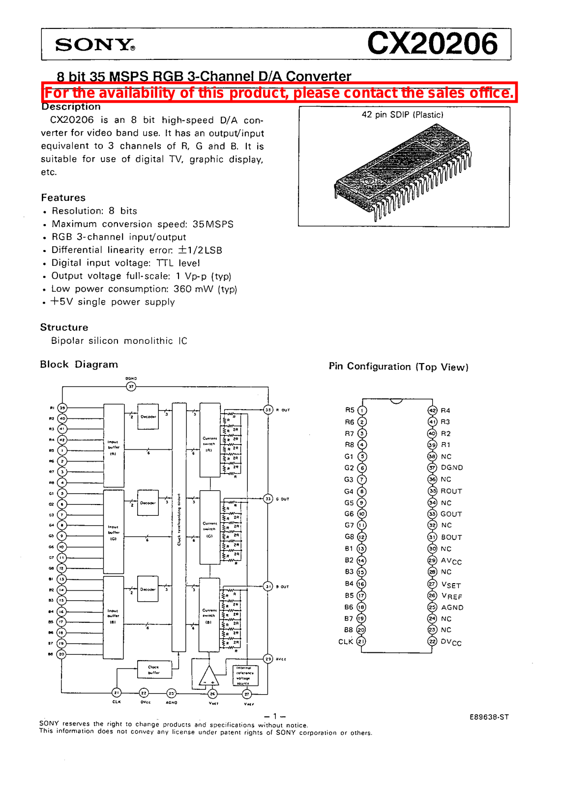 Sony CX20206 Datasheet