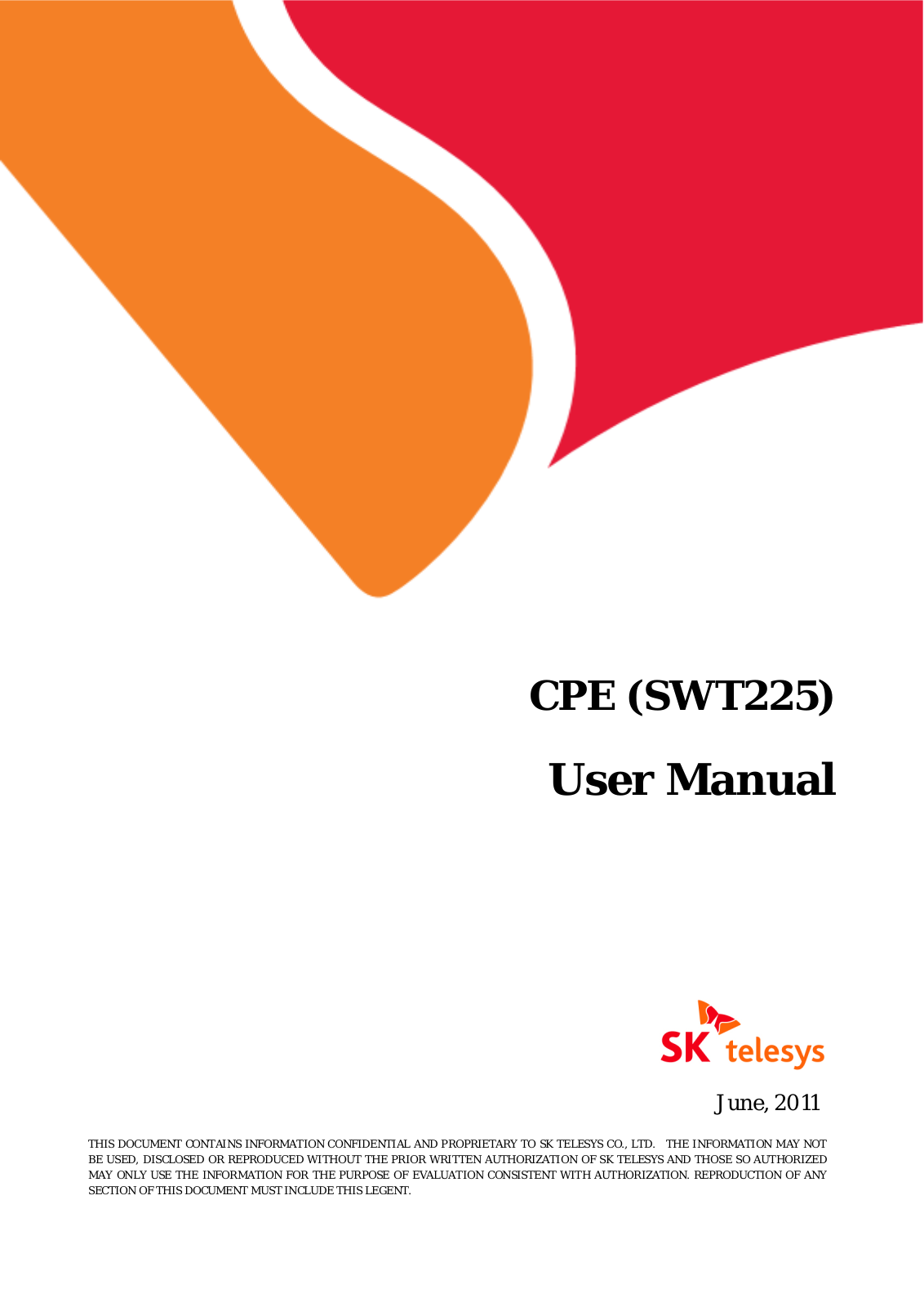 SK Telesys SWT225 Users manual