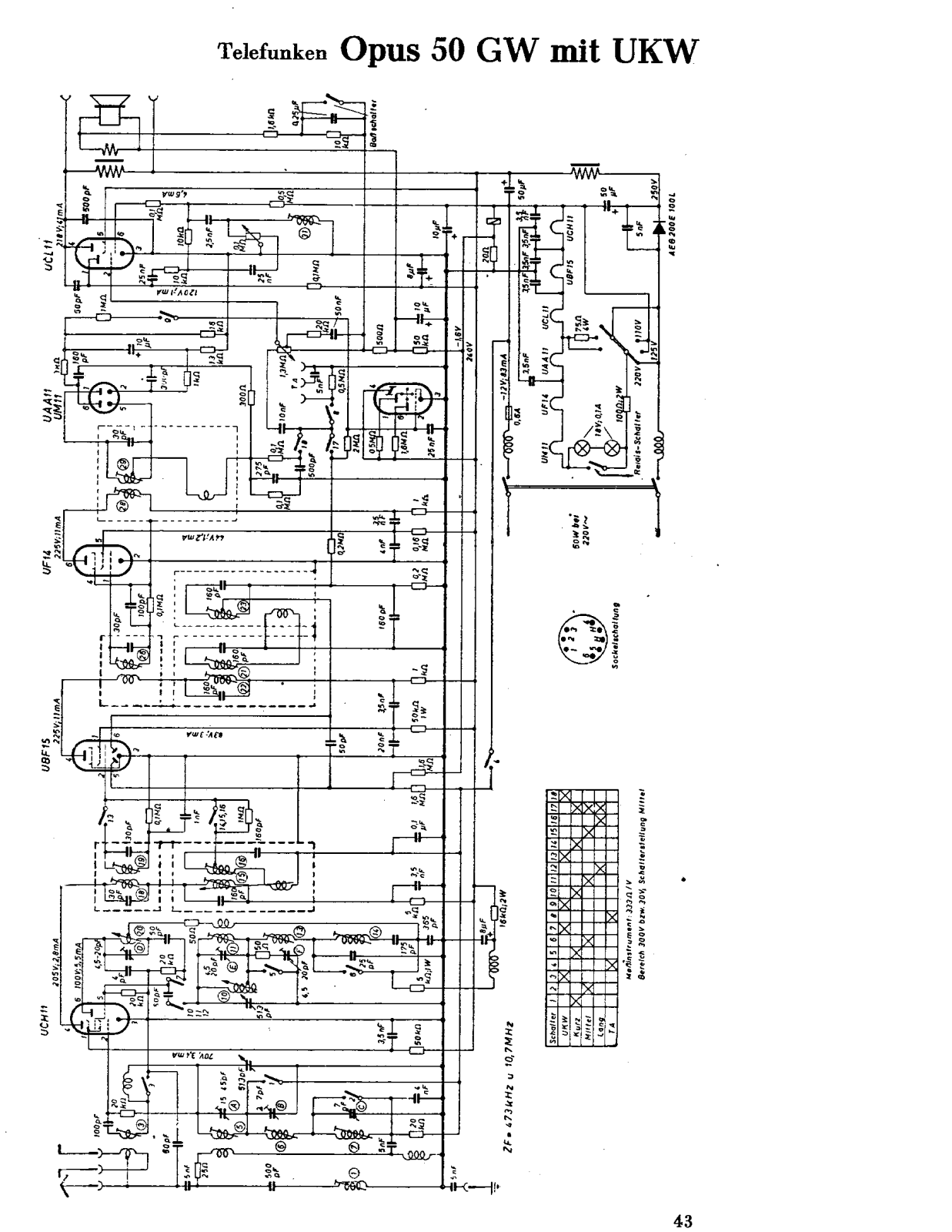 Telefunken Opus 50 GW Cirquit Diagram