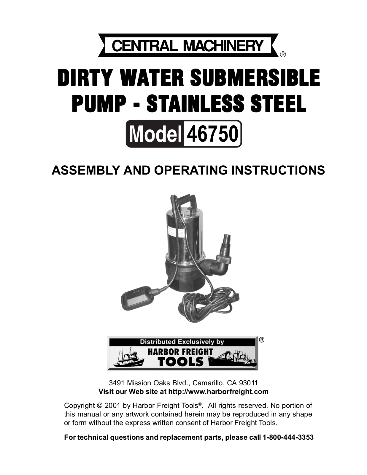 Harbor Freight Tools 46750 User Manual