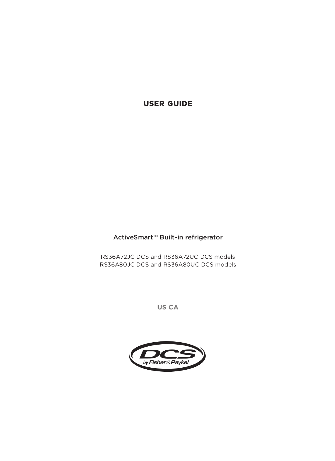 DCS RS36A80JC1, RS36A72UC1, RS36A80UC1, RS36A72JC1 Owner's Manual