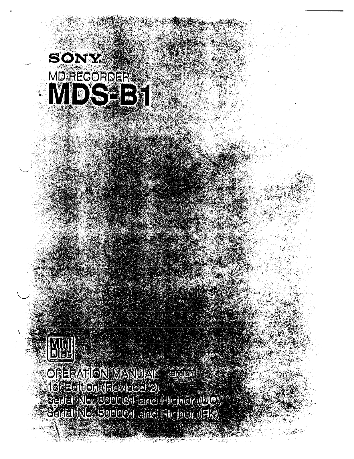 Sony MDS-B1 User Manual