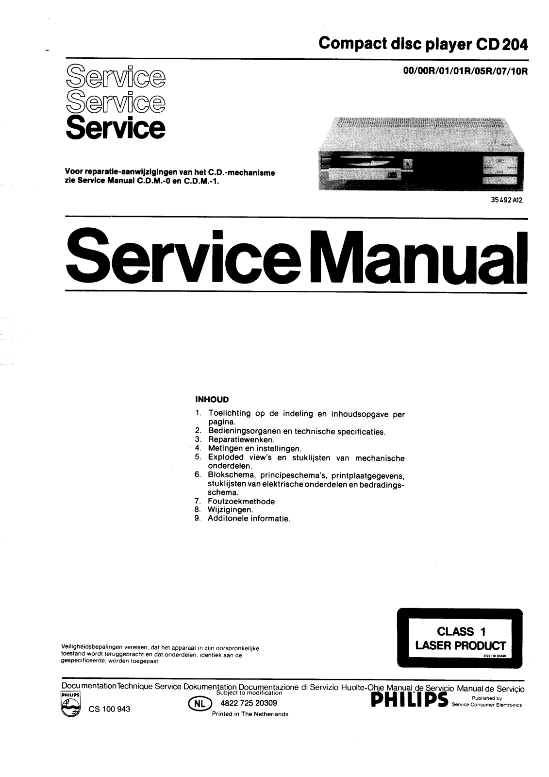 Philips CD-204 Service manual