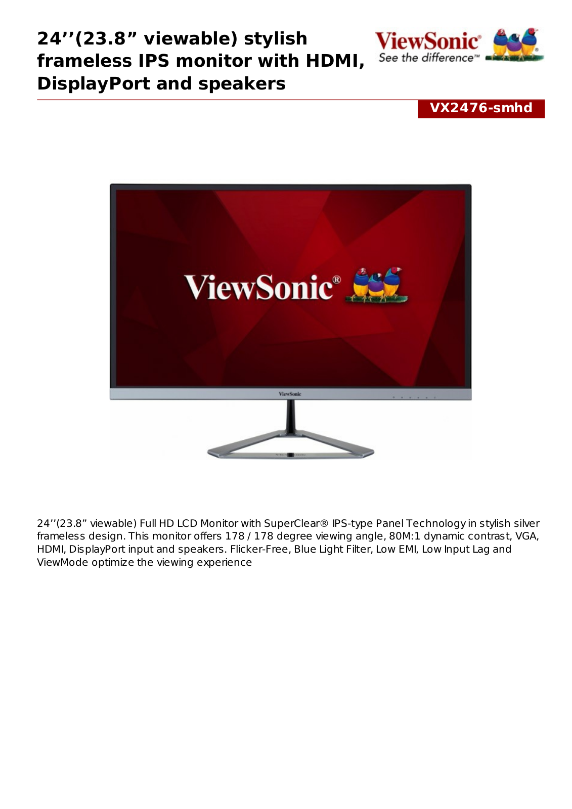 ViewSonic VX2476-SMHD User Manual