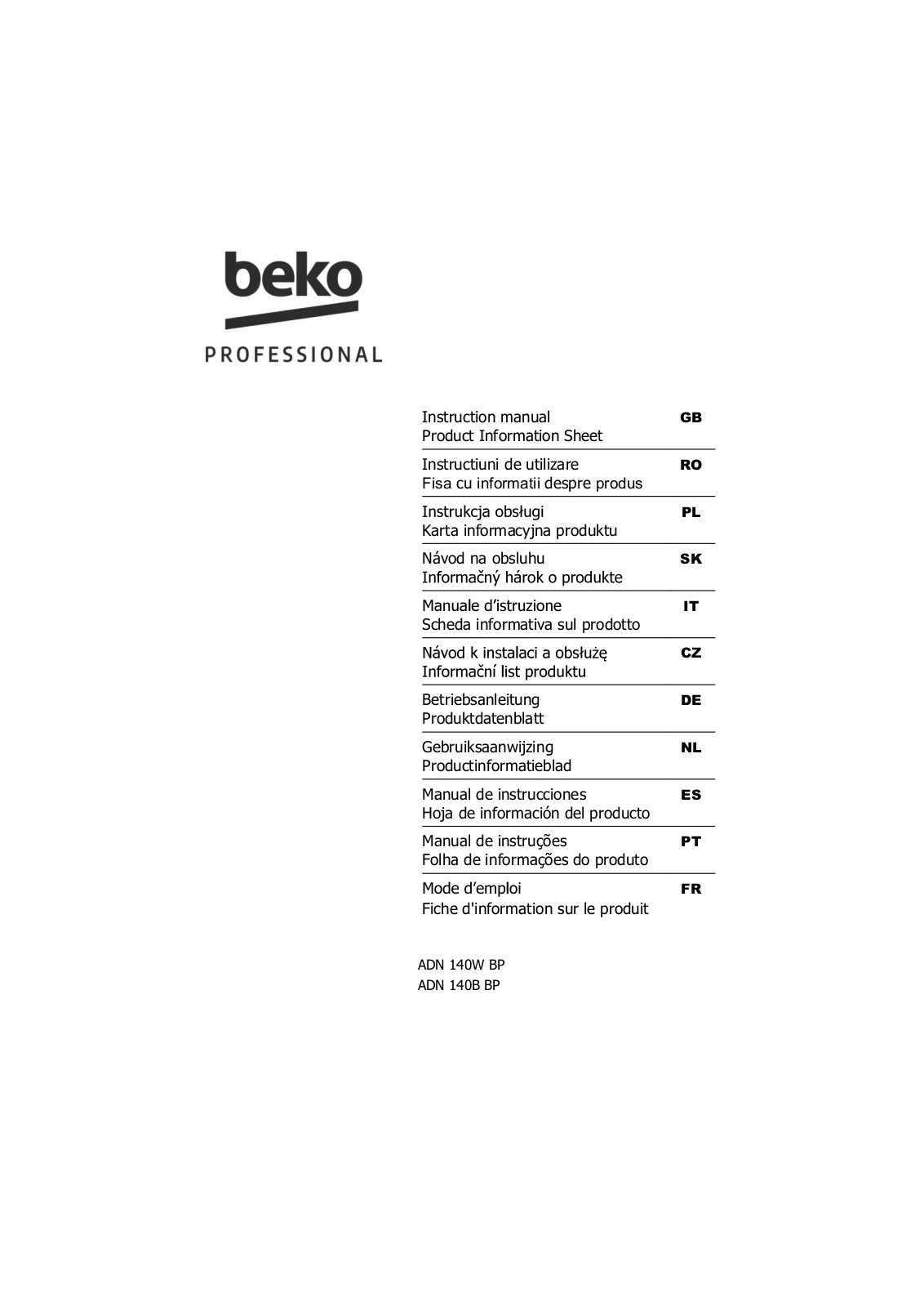 BEKO ADN 140W BP User guide - ManualMachine.com