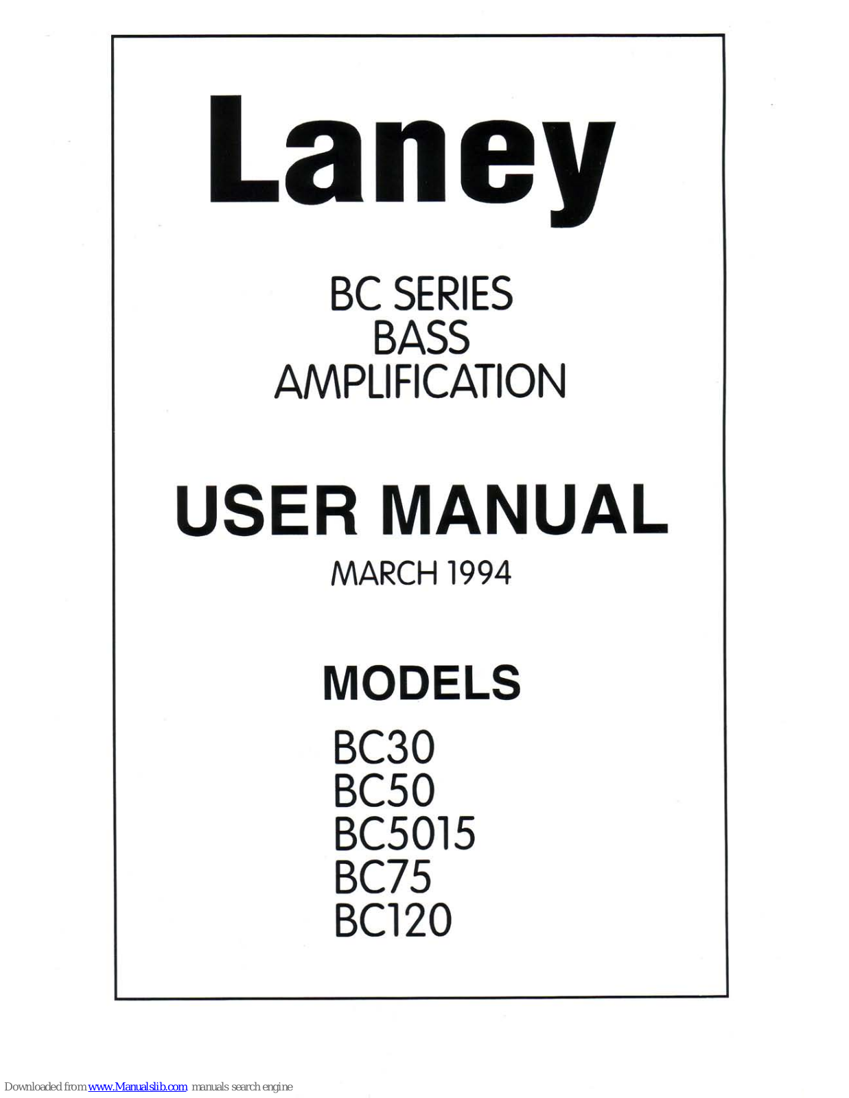 Laney BC30, BC50, BC75, BC120, BC5015 User Manual