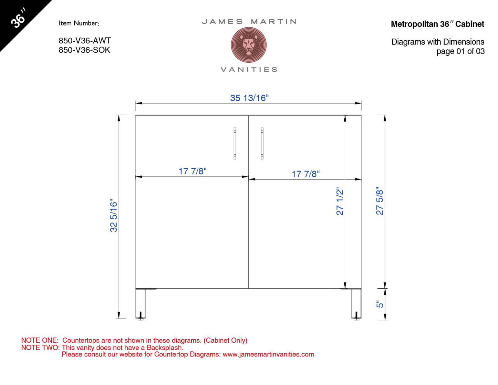 James Martin 850V36SOK3CSP, 850V36AWT3CLW, 850V36AWT3CSP, 850V36AWT3EJP, 850V36AWT3IBK Diagram