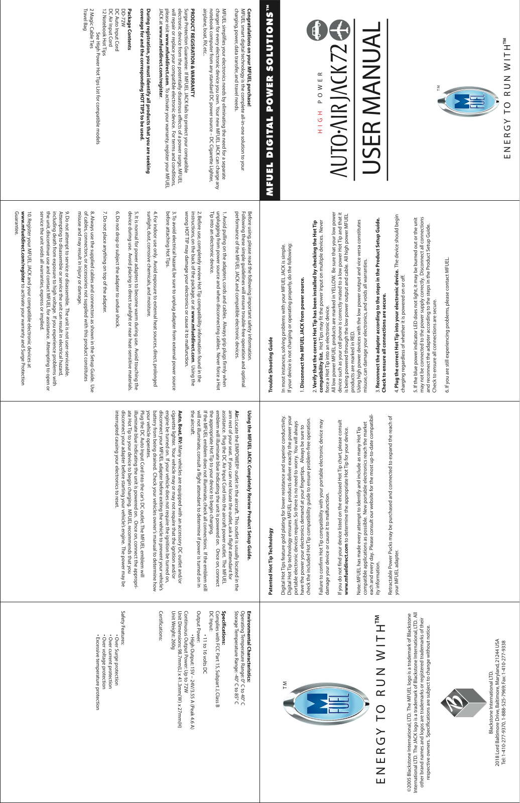 MFuel Air Jack 72 User Manual