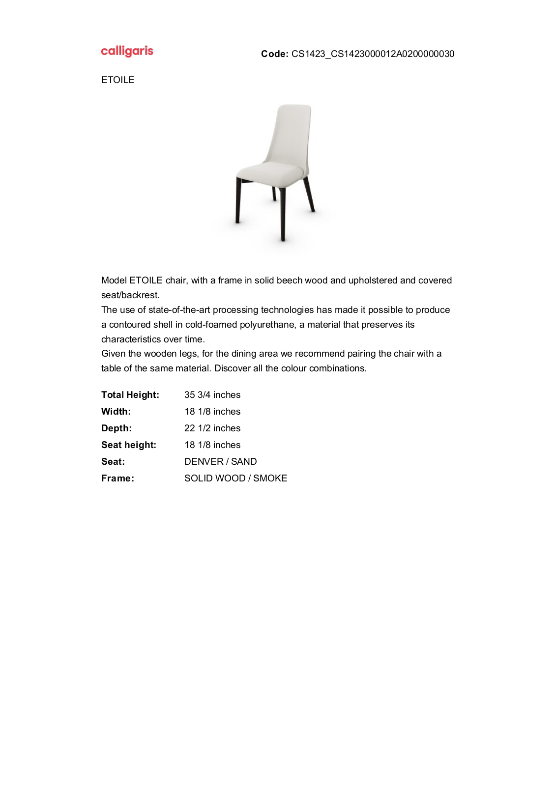 Calligaris GN2695 Specifications - ManualMachine.com
