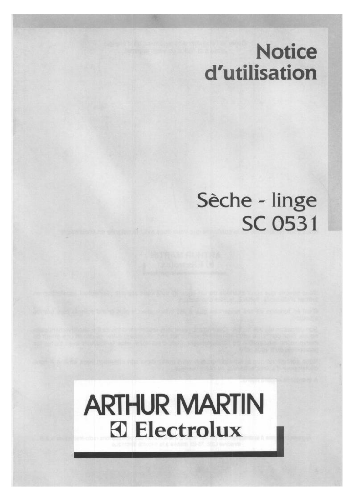 Arthur martin SC0531 User Manual