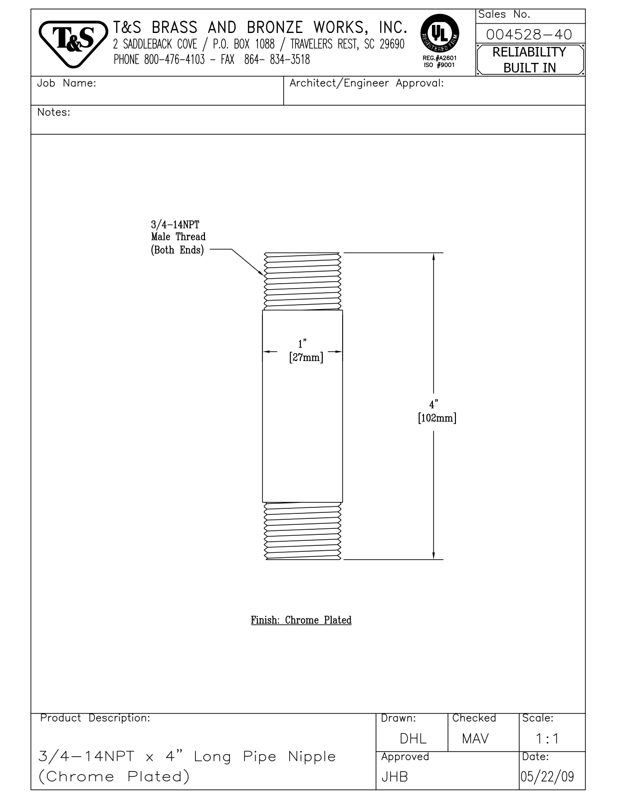 T&S Brass 004528-40 User Manual