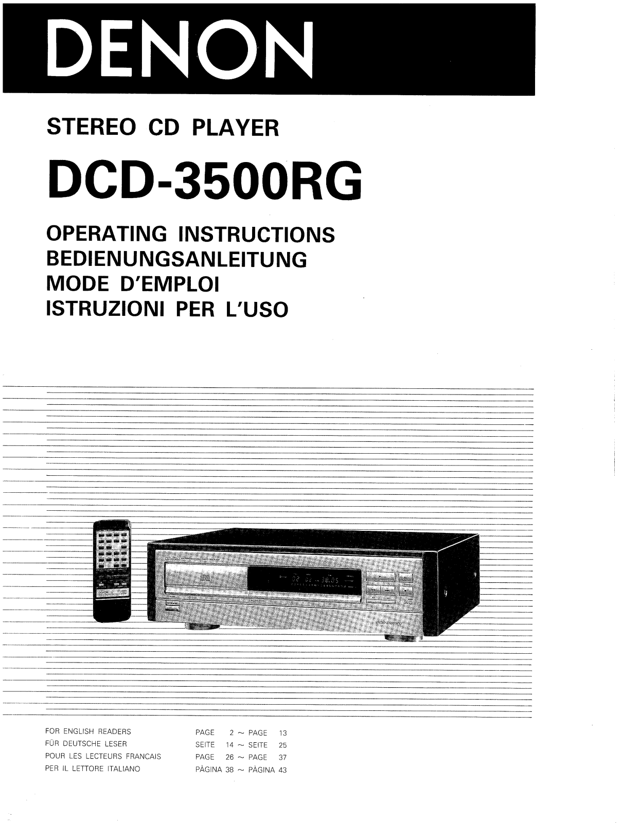 DENON DCD-3500RG User Manual
