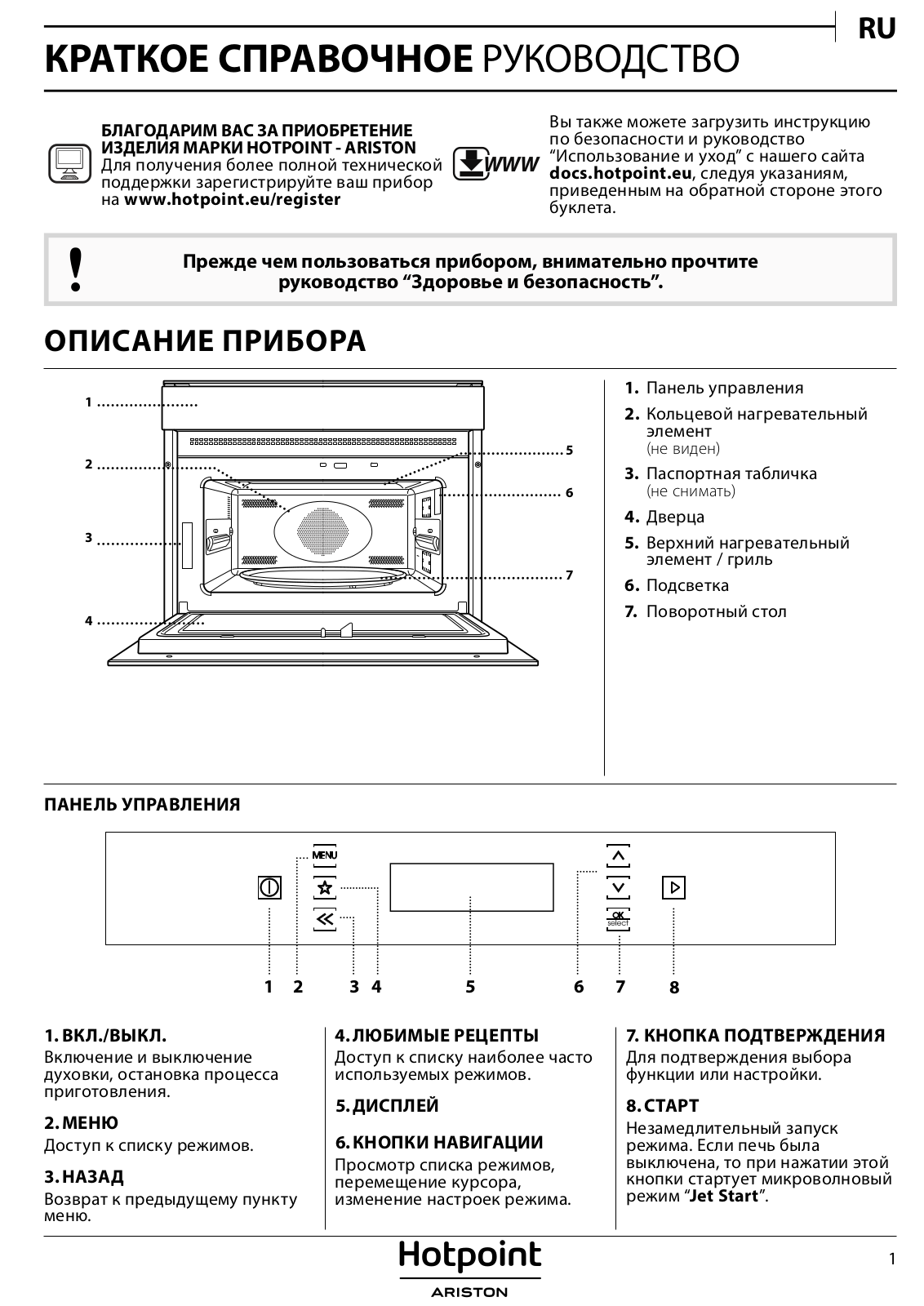 HOTPOINT/ARISTON MP 996 IX HA Daily Reference Guide