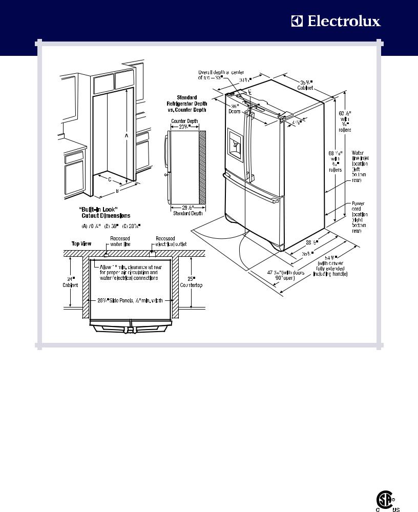 Electrolux EI28BS56I S, EI28BS56I W, EI28BS56I B Specification Sheet