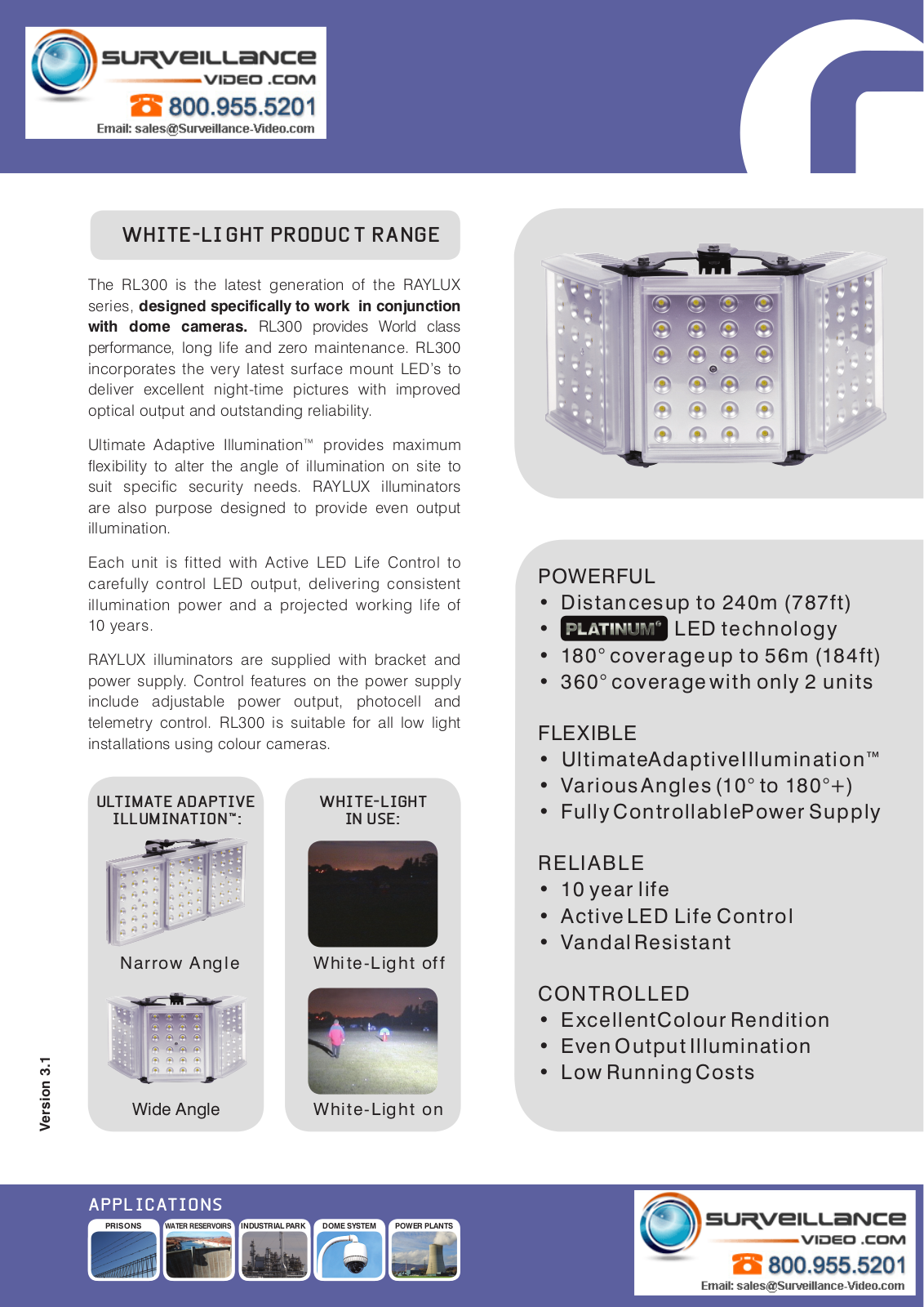 Raytec RL300-AI-10, RL300-AI-30, RL300-AI-50 Specsheet