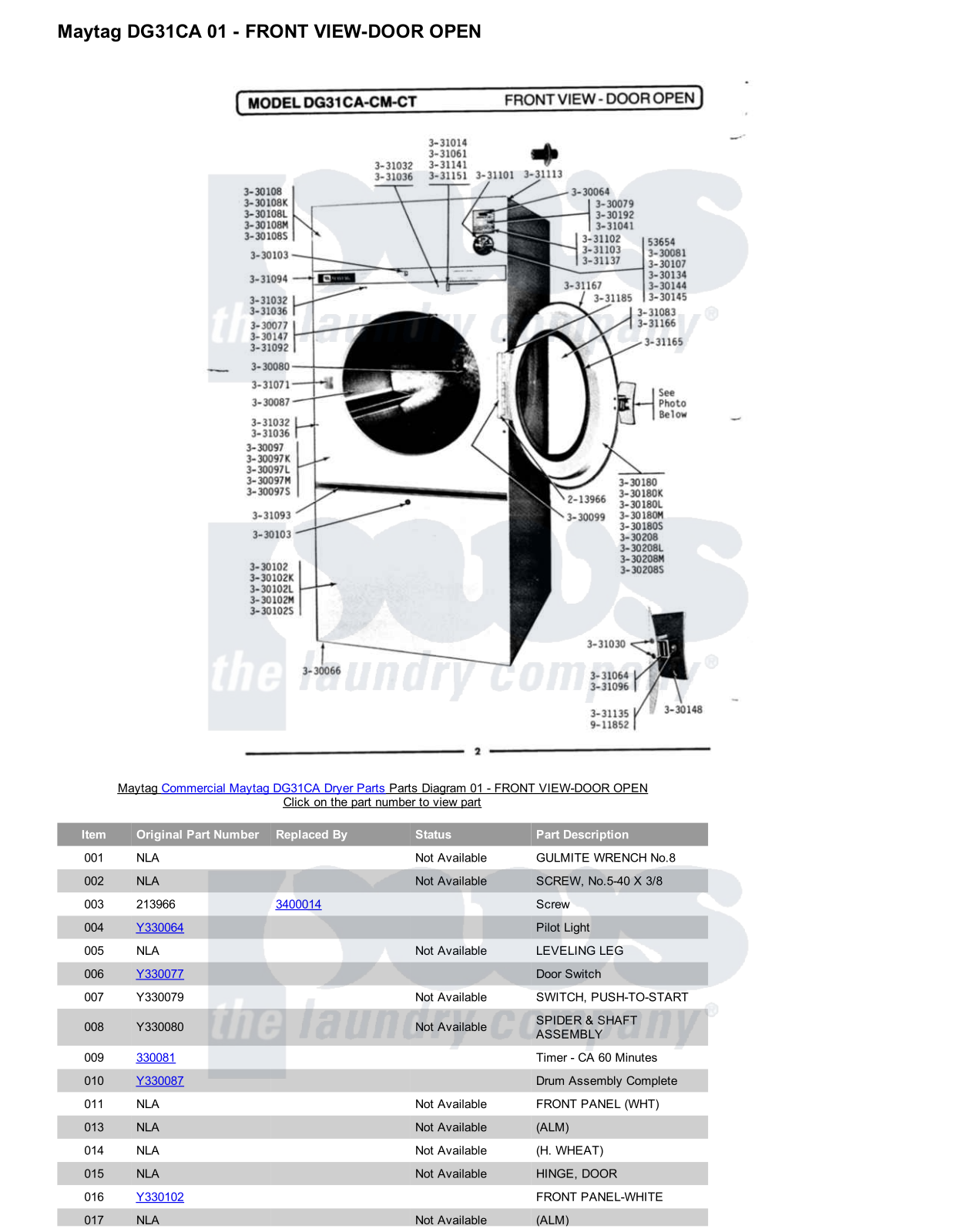 Maytag DG31CA Parts Diagram