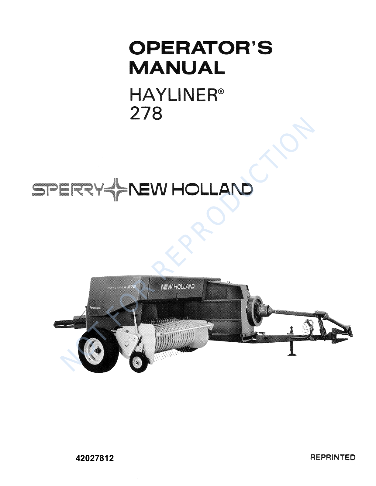 New Holland 278 Service Manual