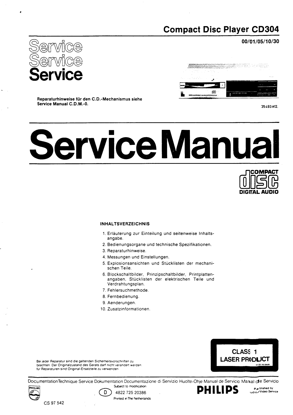 Philips CD-304 Service Manual