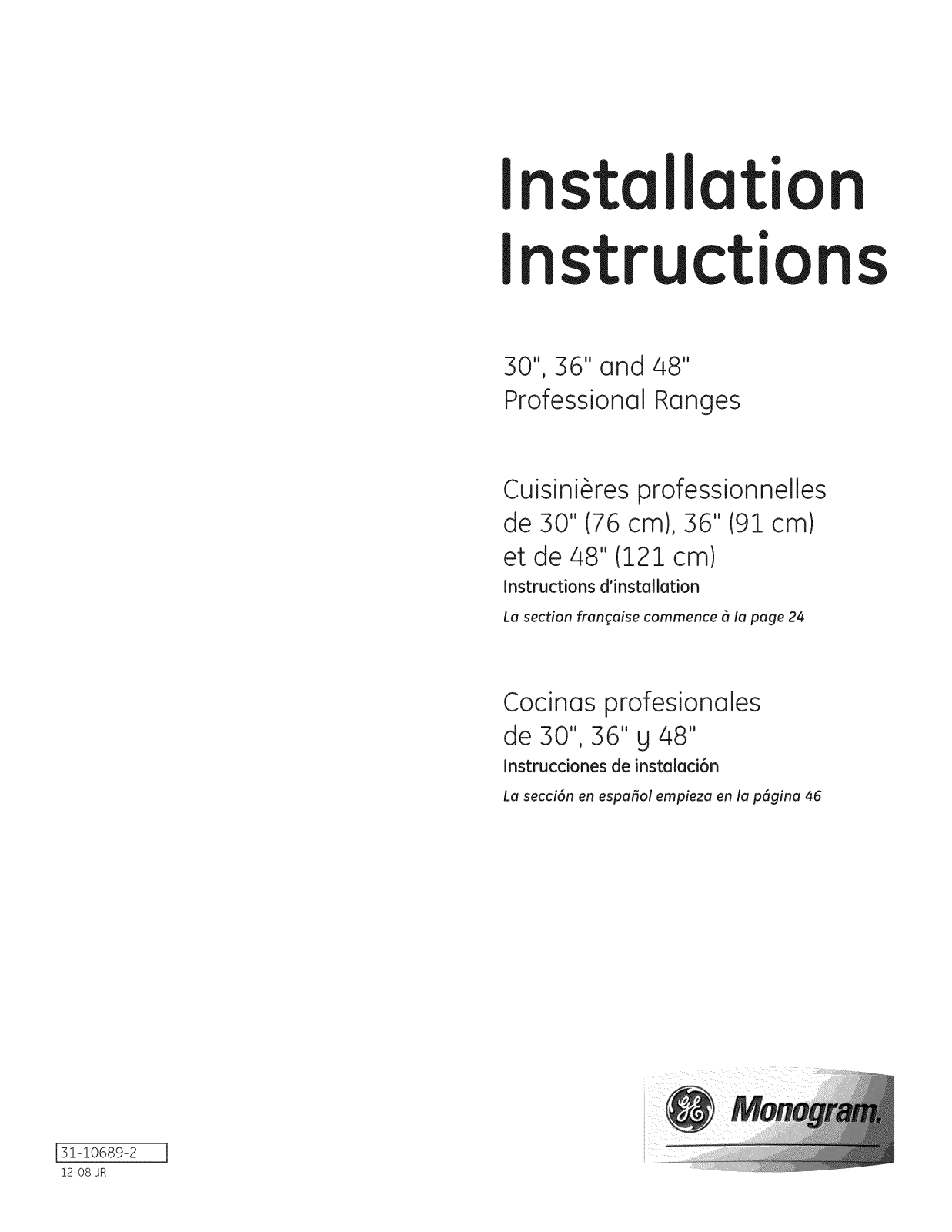 GE ZDP304LP1SS, ZDP304NP1SS, ZDP364LDP1SS, ZDP364LDP2SS, ZDP364LRP1SS Installation Guide