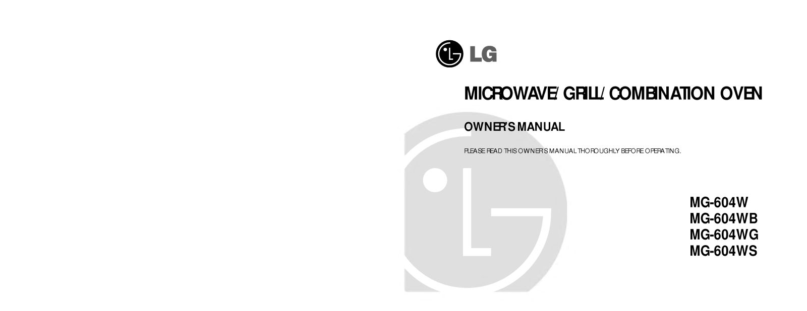 LG MG-604W, MG-604WB, MG-604WS, MG-604WG Manual
